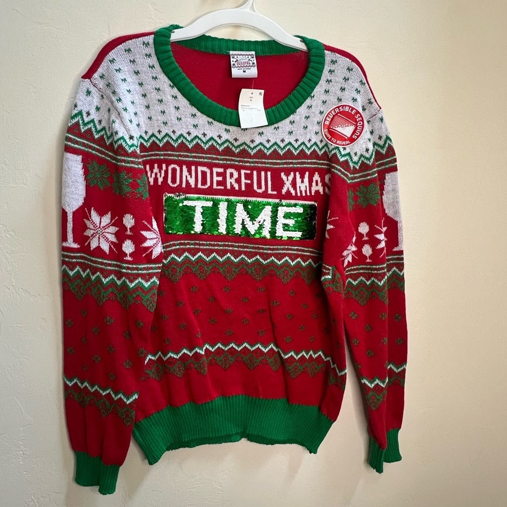 Well Worn Red and Green Christmas Sweater‎